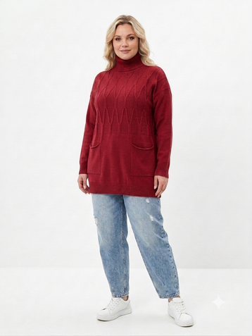 микс цветов женский свитер (5 ед, размеры батал: XL-3XL) - фото 5