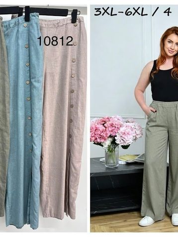 10812 # выбор цвета женские брюки (лен, 4 ед, размеры батал: 3XL-6XL) выдача на следующий день - фото 2