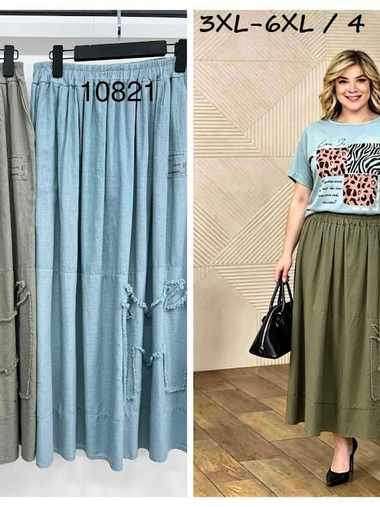выбор цвета женская юбка (лен, 4 ед, размеры батал: 3XL-6XL) выдача на следующий день
