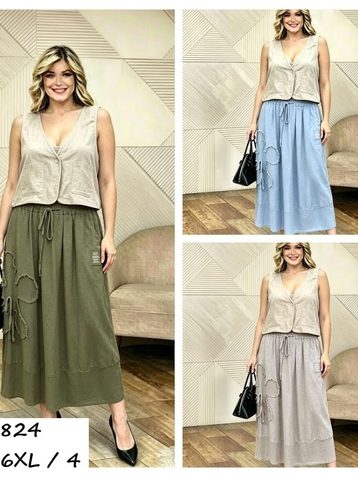 выбор цвета женская юбка (лен, 4 ед, размеры батал: 3XL-6XL) выдача на следующий день - фото 2