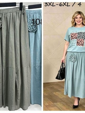 выбор цвета женская юбка (лен, 4 ед, размеры батал: 3XL-6XL) выдача на следующий день - фото 2