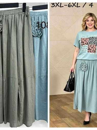 выбор цвета женская юбка (лен, 4 ед, размеры батал: 3XL-6XL) выдача на следующий день