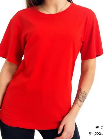 1114 # красная женская футболка (коттон, 10 ед, размеры норма: S, M, L, XL, XXL) выдача на следующий день - фото 2