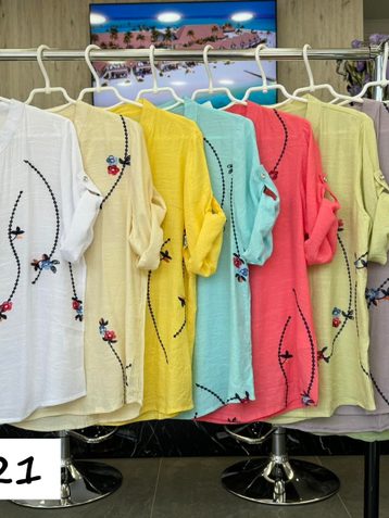 выбор цвета женская рубашка (лен, 4 ед, размеры батал: XL-4XL) выдача на следующий день - фото 2