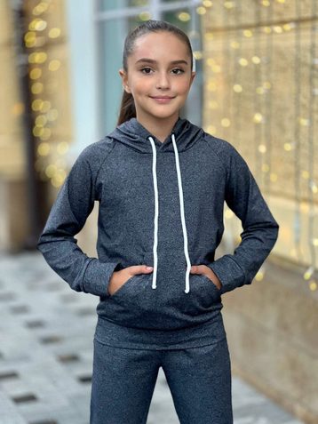 11800-2 серый подростковый спортивный костюм (SARA, на 8-14 лет, двунитка на флисе, 4 ед. размеры подросток: 8. 10. 12. 14) - фото 3