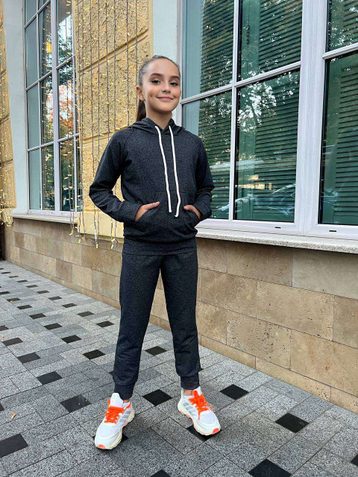 11800-6 серый подростковый спортивный костюм (SARA, на 8-14 лет, двунитка на флисе, 4 ед. размеры подросток: 8. 10. 12. 14) - фото 3