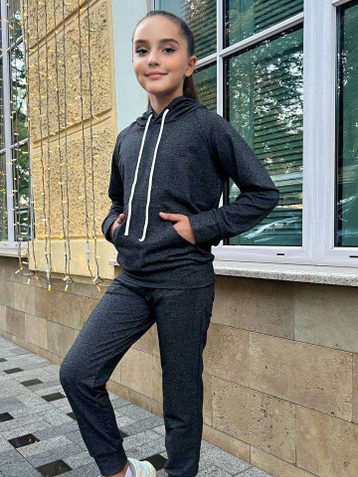 11800-6 серый подростковый спортивный костюм (SARA, на 8-14 лет, двунитка на флисе, 4 ед. размеры подросток: 8. 10. 12. 14) - фото 6