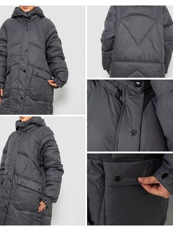 12016* чёрная женская куртка еврозима (5 ед, размеры батал: XL-2XL-3XL-4XL-5XL) выдача на следующий день - фото 2