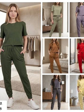 1252 # выбор цвета женский костюм штаны + футболка (Турецкий кулир, 3 ед, размеры норма: S, M, L) выдача на следующий день - фото 3