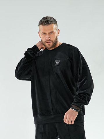 12600-1 черный мужской спортивный костюм (SARA, велюровый, 2 ед. размеры полубатал: 48-50. 52-54) - фото 3