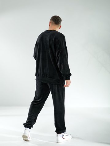 12600-1 черный мужской спортивный костюм (SARA, велюровый, 2 ед. размеры полубатал: 48-50. 52-54) - фото 10