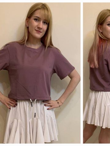 фиолетовый женский топ (трикотаж, 4 ед. размеры норма: S. М. L. XL) выдача на следующий день - фото 2