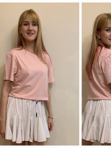 розовый женский топ (трикотаж, 4 ед. размеры норма: S. М. L. XL) выдача на следующий день - фото 2