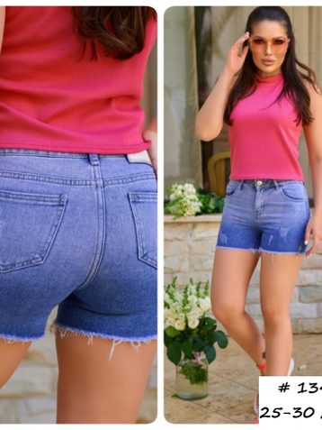 1347 # синие женские джинсовые шорты (LADY N, стрейч коттон, 6 ед, размеры норма: 25-30) выдача на следующий день - фото 2