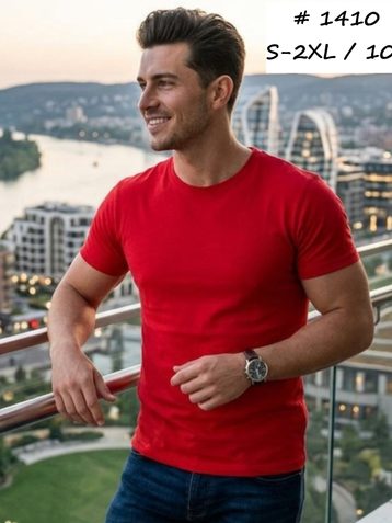 1410 # красная мужская футболка (коттон, 10 ед, размеры норма: S, M, L, XL, XXL) выдача на следующий день - фото 2