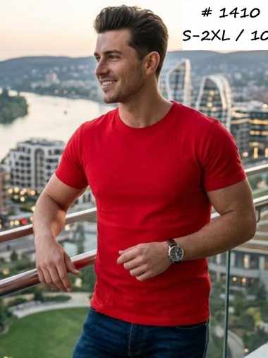 Красная мужская футболка (коттон, 10 ед, размеры норма: S, M, L, XL, XXL) выдача на следующий день