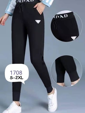 черные женские спортивные штаны (двунитка, 5 ед, размеры норма: S-2XL) выдача на следующий день - фото 3