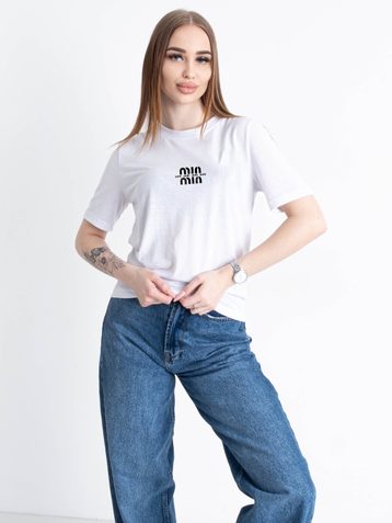 белая женская футболка (YOLA, принт, 5 ед. размеры норма: S. M. L. XL. 2XL) - фото 2