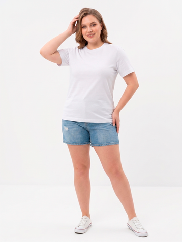 белая женская футболка (YOLA, коттон, 5 ед. размеры полубатал: M. L. XL. XL. 2XL) - фото 4