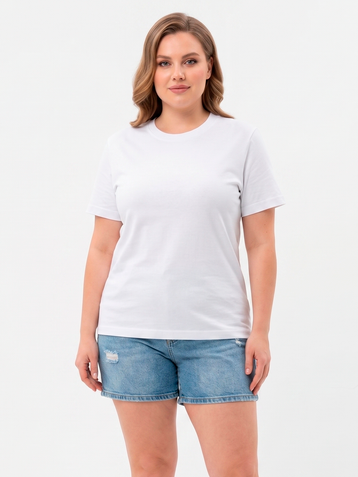 белая женская футболка (YOLA, коттон, 5 ед. размеры полубатал: M. L. XL. XL. 2XL) - фото 2
