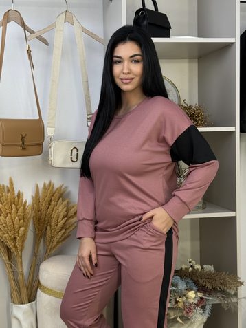 19400-23 темно-розовый женский спортивный косюм (SARA, трикотаж, 2 ед. размеры полубатал: 46/48, 50/52) - фото 3