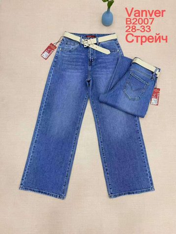 синие женские джинсы vanver (стрейч коттон, 6 ед, размеры полубатал: 28-33) выдача на следующий день - фото 2