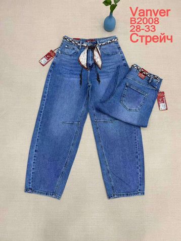 голубые женские джинсы vanver (стрейч коттон, 6 ед, размеры полубатал: 28-33) выдача на следующий день - фото 2