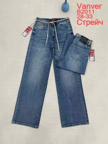 синие женские джинсы vanver (стрейч коттон, 6 ед, размеры полубатал: 28-33) выдача на следующий день - фото 2