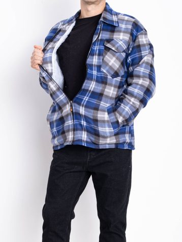 светло-синяя мужская рубашка-куртка (мех, 5 ед, размеры норма: M/L. L/XL. XL/2XL. 2XL/3XL. 3XL/4XL) - фото 2