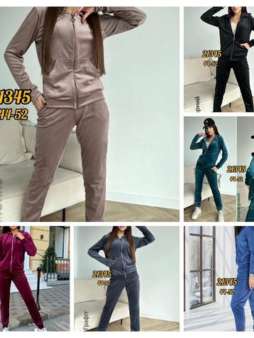 21345 # выбор цвета велюровый женский спортивный костюм (5 ед, размеры норма: 44-52) выдача на следующий день - фото 2