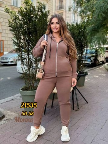 21535* выбор цвета тёплый женский костюм, тринитка на флисе  (5 ед, размеры батал: 50-58)  выдача на следующий день - фото 6