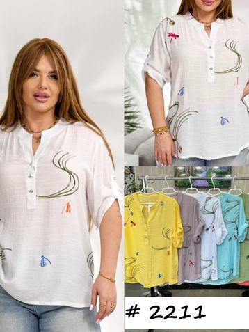 выбор цвета женская рубашка (лен, 4 ед, размеры батал: 3XL-6XL) выдача на следующий день - фото 2