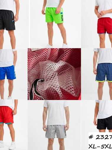 2327-99 # микс цветов и моделей мужские спортивные шорты (спортивный трикотаж, сетка Air Mesh, карманы на змейке, 25 ед, размеры норма: XL. 2XL. 3XL. 4XL. 5XL)
