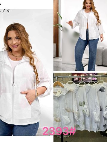 2393 # микс цветов женская курточка с вышивкой (лен, JJF, 4 ед, размеры батал: ХЛ-4ХЛ) выдача на следующий день - фото 2