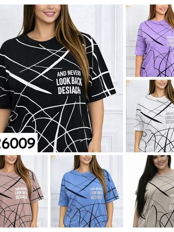 26009# выбор цвета женская футболка (коттон 95%, спандекс 5%, 3 ед, размеры батал: 2XL, 3XL, 4XL) выдача на следующий день - фото 2