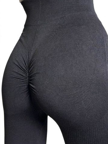 черные женские лосины (рубчик, с ефектом PUSH-UP. 4 ед. размеры на бирке L/XL соответствуют норме S/2XL) - фото 7