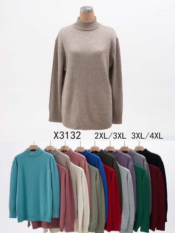 микс цветов женский свитер (5 ед, размеры батал: 2XL-4XL) - фото 2