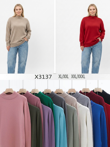 микс цветов женский свитер (Kiss me.5 ед, размеры батал: XL/2XL. 2XL/3XL) - фото 2