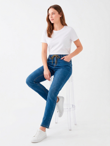 синие женские джинсы (KT.Moss. стрейч-коттон, 6ед. размеры норма:25, 26, 27, 28, 29, 30) выдача на следующий день - фото 4