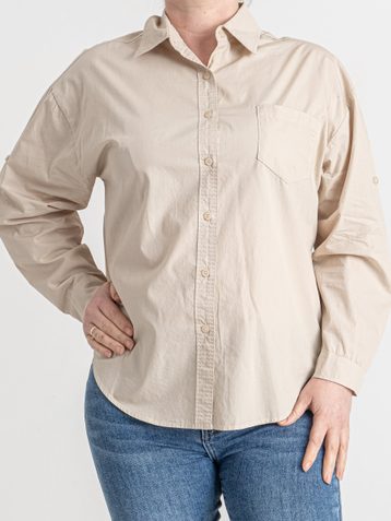 3549-3 бежевая женская рубашка (BASE, коттон, 4 ед. размеры батал: 2XL. 3XL. 4XL. 5XL) - фото 2