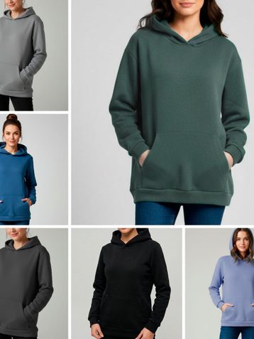микс цветов женский спортивный худи (технитка на флисе, с капюшоном, 4ед, универсальный размер норма:48) - фото 2