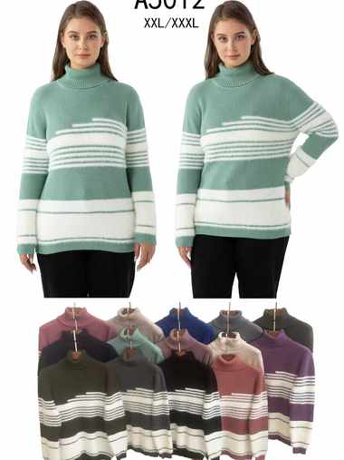 микс цветов женский свитер (5 ед, размеры батал: 2xl-3xl)