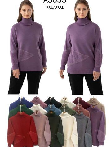 микс цветов женский свитер (5 ед, размеры батал: 2xl-3xl) - фото 2