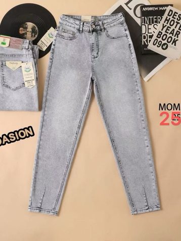 серые женские джинсы мом (Vindasion, стрейч, 6 ед, размеры норма: 25-28) выдача на следующий день - фото 2