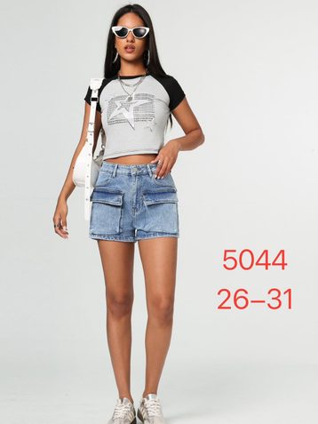 голубые женские шорты-юбка (New Jeans, стрейч, 6 ед, размеры норма: 26-31) выдача на следующий день - фото 2