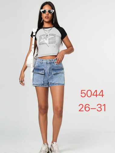Голубые женские шорты-юбка (New Jeans, стрейч, 6 ед, размеры норма: 26-31) выдача на следующий день