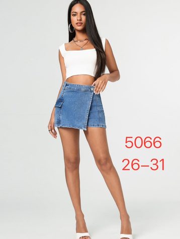 голубые женские шорты-юбка (New Jeans, стрейч, 6 ед, размеры норма: 26-31) выдача на следующий день - фото 2