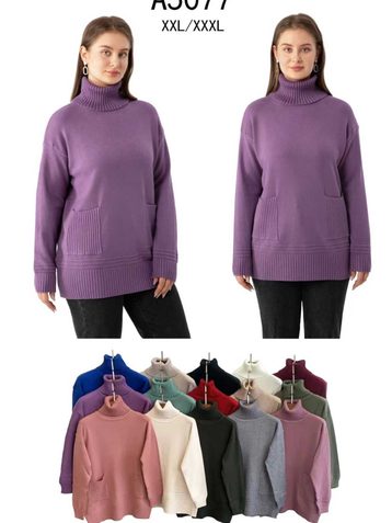 микс цветов женский свитер (5 ед, размеры батал: 2xl-3xl) - фото 2