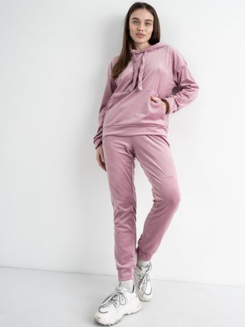 5085-41 РОЗОВЫЙ спортивный костюм женский велюровый (4 ед.размеры: S.M.L.XL) - фото 3