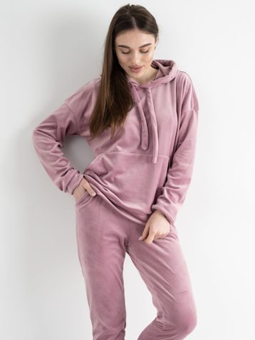 5085-41 РОЗОВЫЙ спортивный костюм женский велюровый (4 ед.размеры: S.M.L.XL) - фото 2